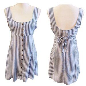 American Eagle Blue and White Stripe A-Line Dress Small